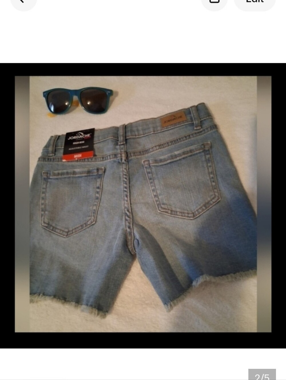 Jordache Light Blue Distressed Denim Shorts - Picture 2 of 6
